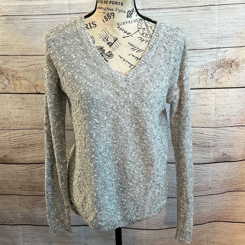 Elliott Lauren V-neck Sweater Metallic Lightweight Size XS Nubby Fabric
